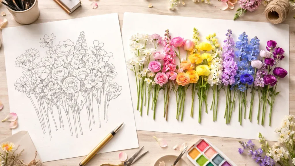 The Connection Between Line Art Flowers and Floral Arrangements