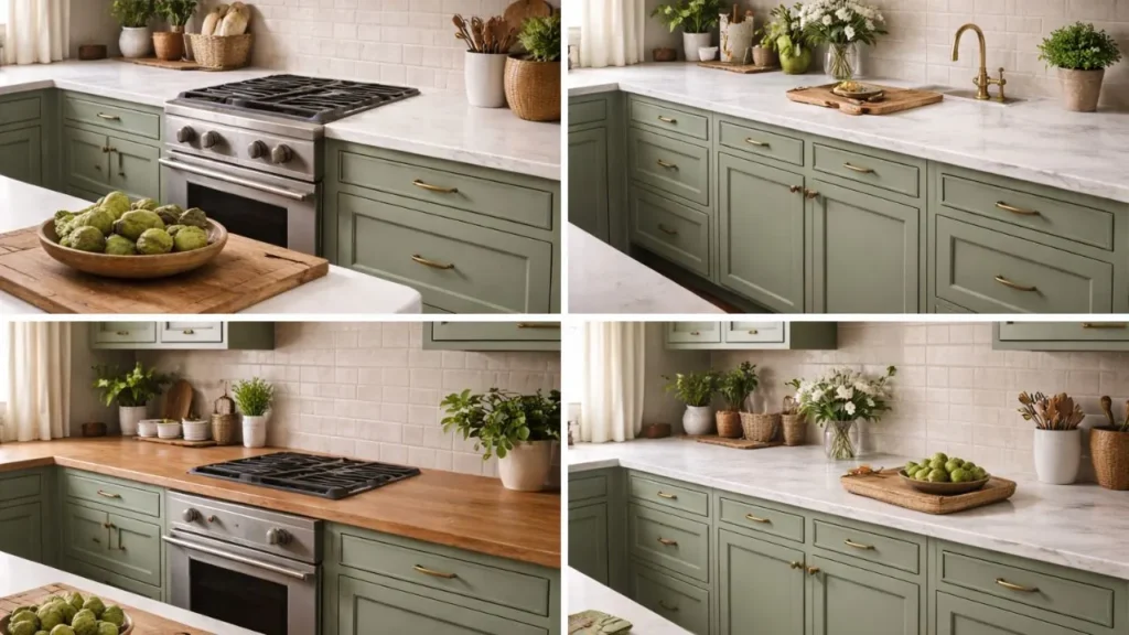 Best Countertops for Sage Green Babinets for a Clean Look