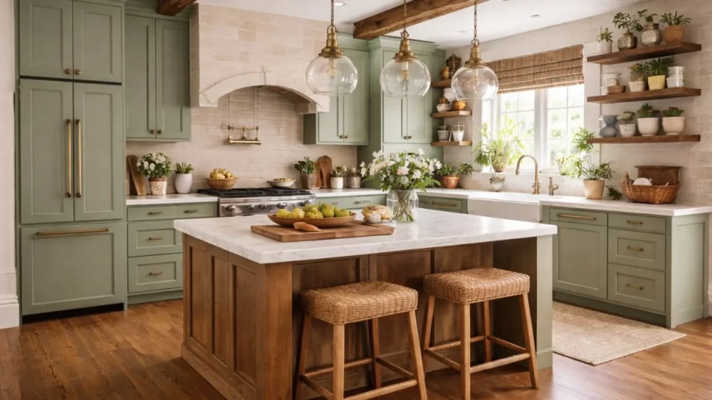 Building a Modern Rustic Sage Green Kitchen