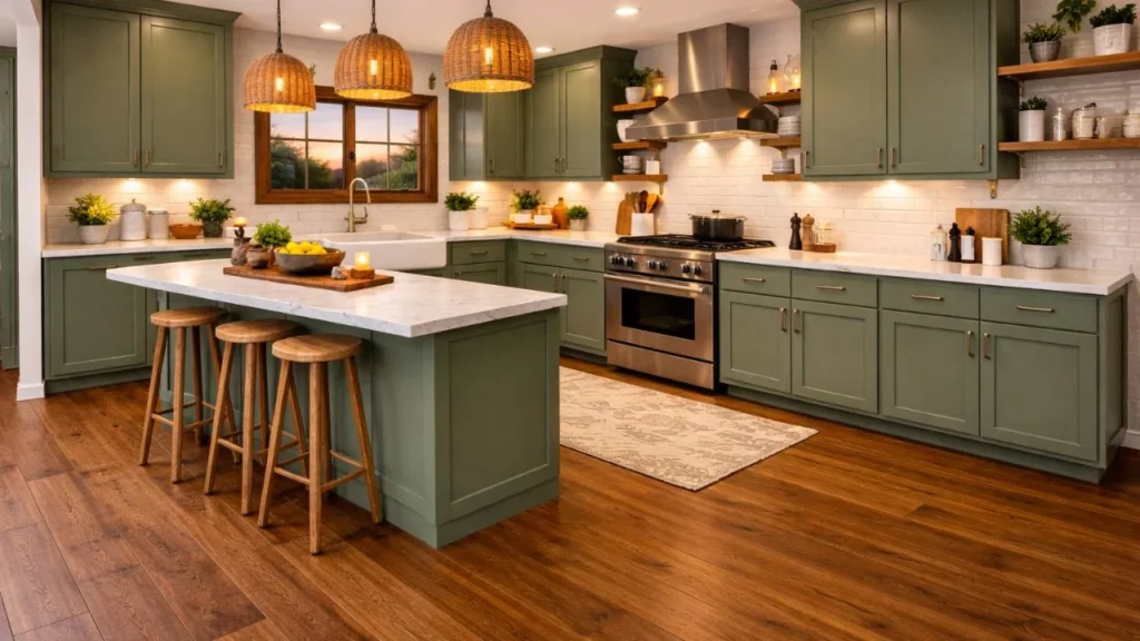 Flooring Options to Match Your Green Cabinets