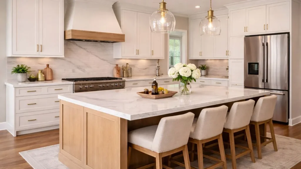 Quartz Countertops Materials with Soft Veining