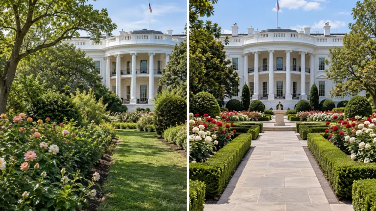 White House Rose Garden Before and After